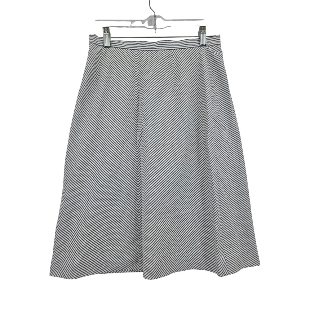 Brooks Brothers 346 Womens Blue White Seersucker Striped A-Line Skirt Size 4